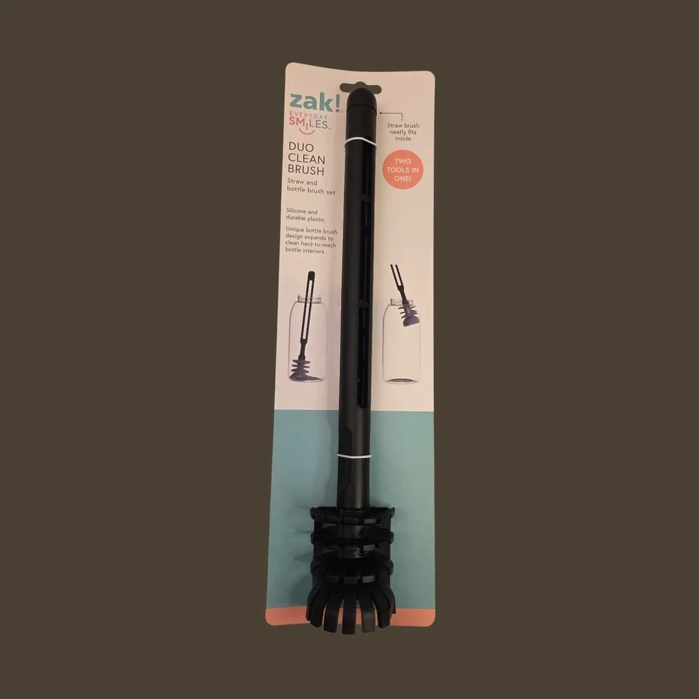 NEW -‎ ZAK! Duo Clean Brush Set STRAW & TUMBLER Tool